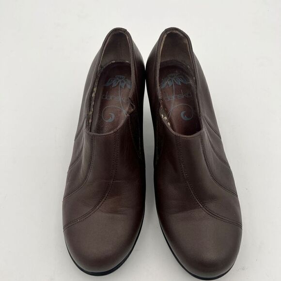 Dansko Slip-On Clog Comfort Shoes Women's 7.5 Brown Leather Elastic Side Panel - Picture 2 of 10